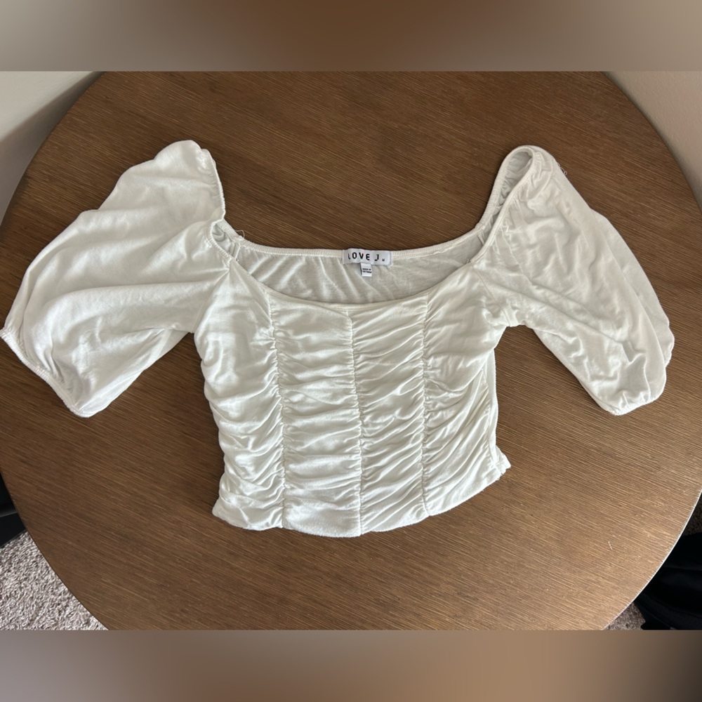 Love J Cream Ruched Top